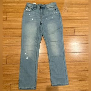 United Colors of Benetton Boys Relaxed Jeans Paint Splatter Light Blue Size 2XL